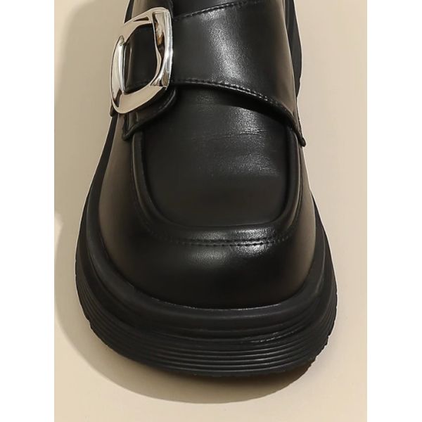 Middle heel Girl School Mary Jane Leather Shoes Two Layer Cowhide