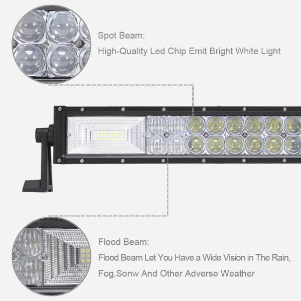 5D Lens 22 32 42 50 Inch 3 Row Straight Curved Led Bar Light For Car 4x4 Off road 4WD ATV UTV Truck Combo Driving