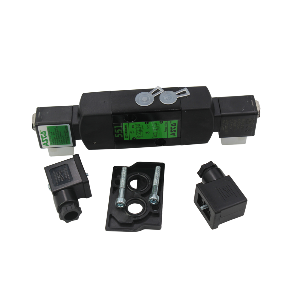 ASCO 5/2 Way Pilot Operated Pneumatic Solenoid Valve Single Coil Spring Reset Double Coil Latching Directional Control Valve NAMUR Base Mount 1/4 Inch Port SCG531C001MS SCG531C002MS