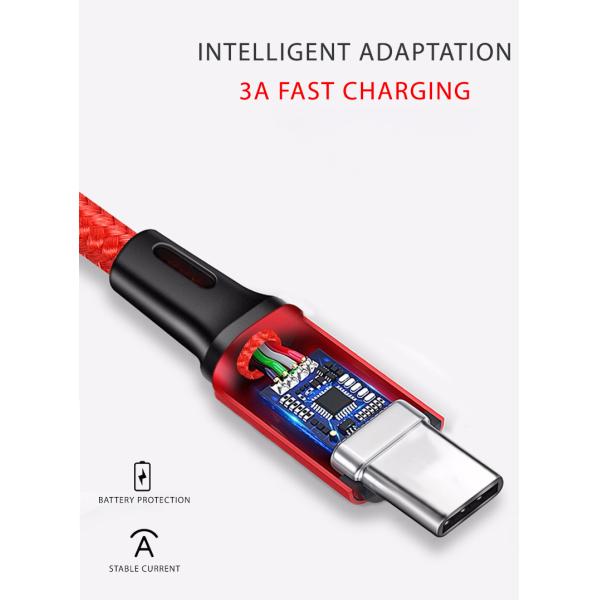 Type C USB 3 In 1 Data Cable , 3 In One Charging Cable Multi Function