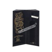 Boîte d'emballage de vin gravée de dragon avec insert de fléchissement de velours