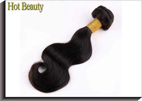 Natural Black Remy Hair Weft With Closure / 10 - 30 Brazilian Body Wave Hair