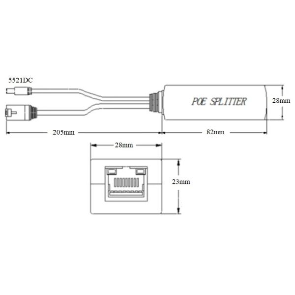 10/100M Fast Ethernet PoE Splitter Cable with IEEE 802.3af/at Standard and 15W Max Output Power