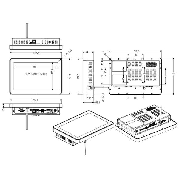 OEM All In One AIO Touch PC Screen Fit J1900 I3 I5 I7 CPU 10.1inch 50-60 Hz