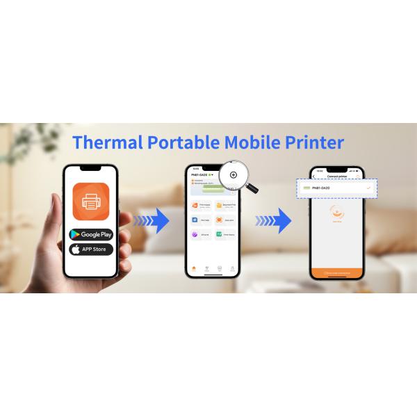 PN81 Inkless Portable Printer for Travel, 300Dpi Wireless Bluetooth Thermal Printer, Compatible with Android/iOS & Laptop