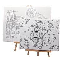 Niños dibujando pre-impreso de tela estirada conjunto de arte con tablero caballete tamaño personalizado