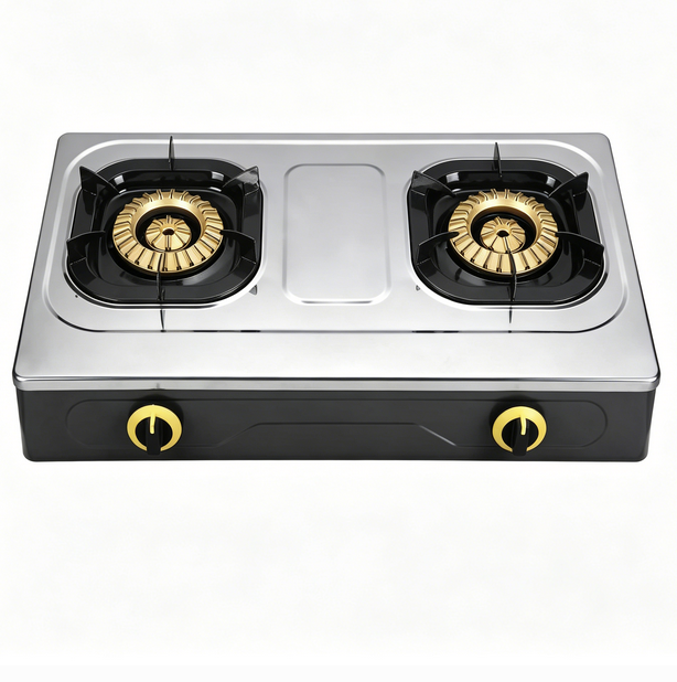 SS double Burners Table Top Gas Stove Stainless Steel Indoor ODM OEM Manufacturer