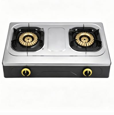 SS double Burners Table Top Gas Stove Stainless Steel Indoor ODM OEM Manufacturer