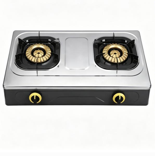 SS double Burners Table Top Gas Stove Stainless Steel Indoor ODM OEM Manufacturer