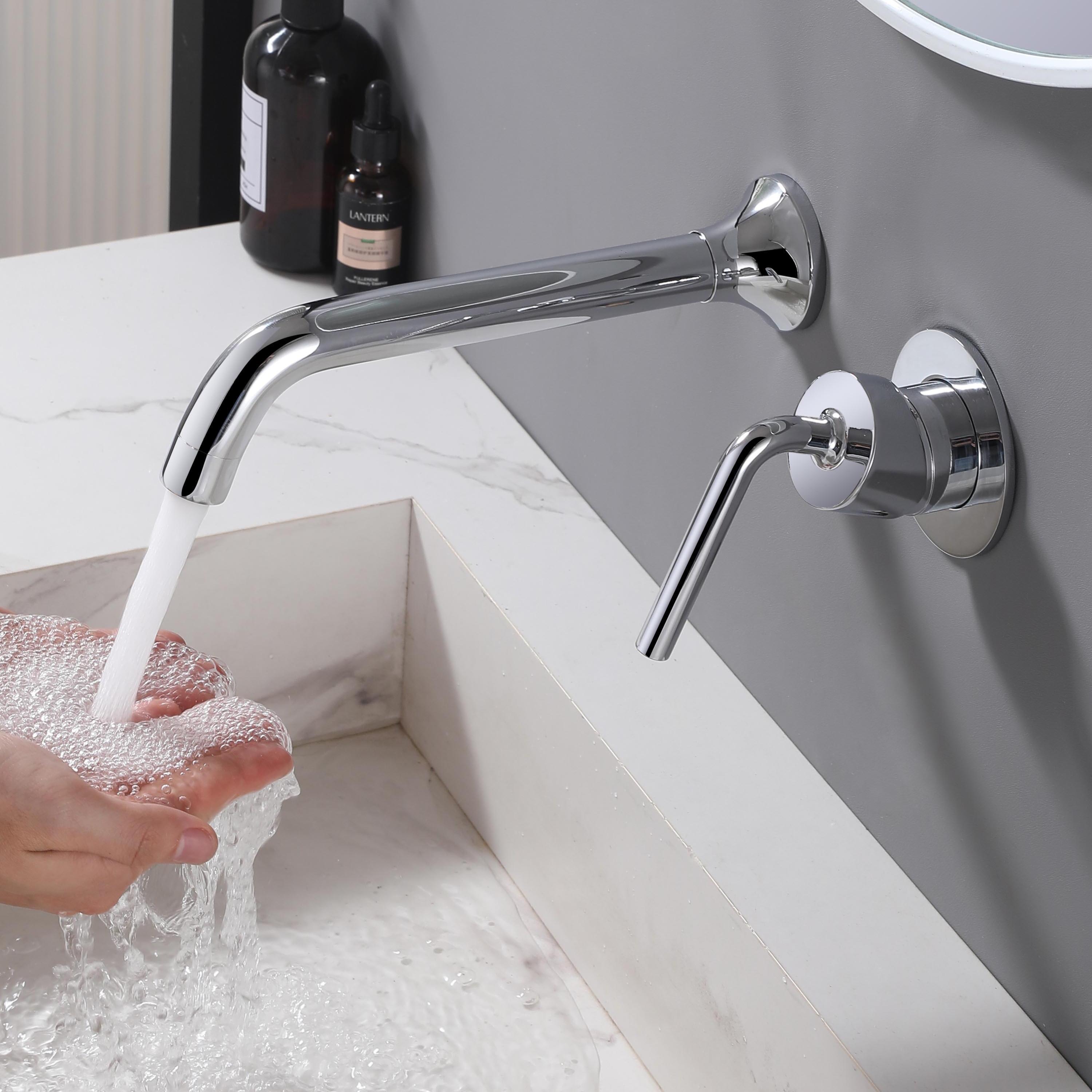 Wall Mounted Electroplating Bathroom Faucet Taps Anti Fingerprint