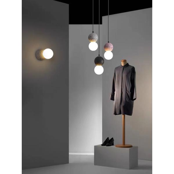 Opal White Glass Ball Light Glass Chandelier Ball Hanging Lamp Ball Light Glass Cement Pendant Lamp