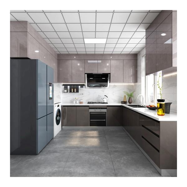 Plywood Countertop Modern Luxury Waterproof Fireproof Solid Wood Kitchen Cabinet 2024