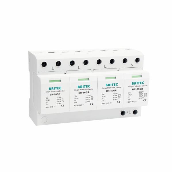 BR-50GR 4P Ac Lighting protection China type 1 surge protection device  Spd Surge Filter spd t1 t2