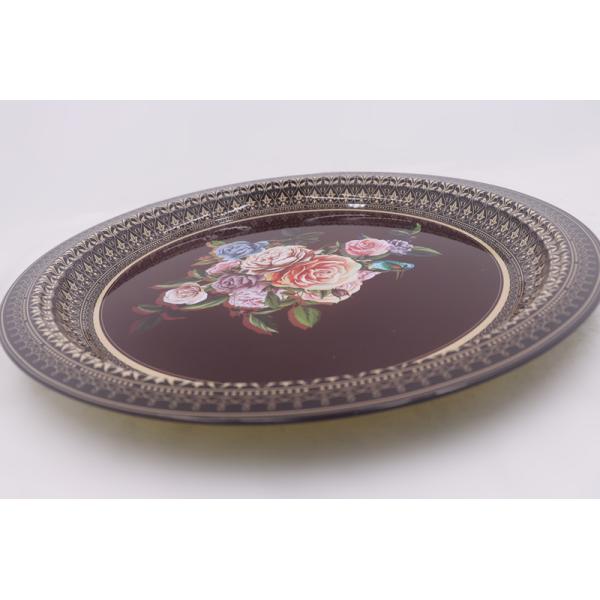 SS Gold Bottom Dinnerware 33cm Round Dinner Plate For Weddings