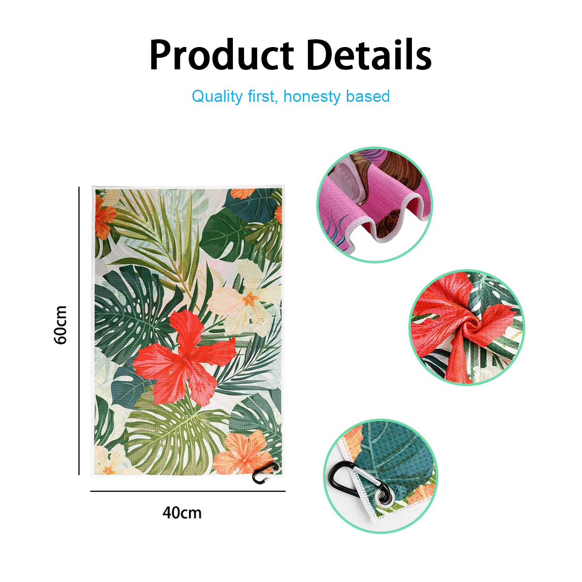 Sublimation Cooling Microfiber Golf Towel Custom Logo Printed