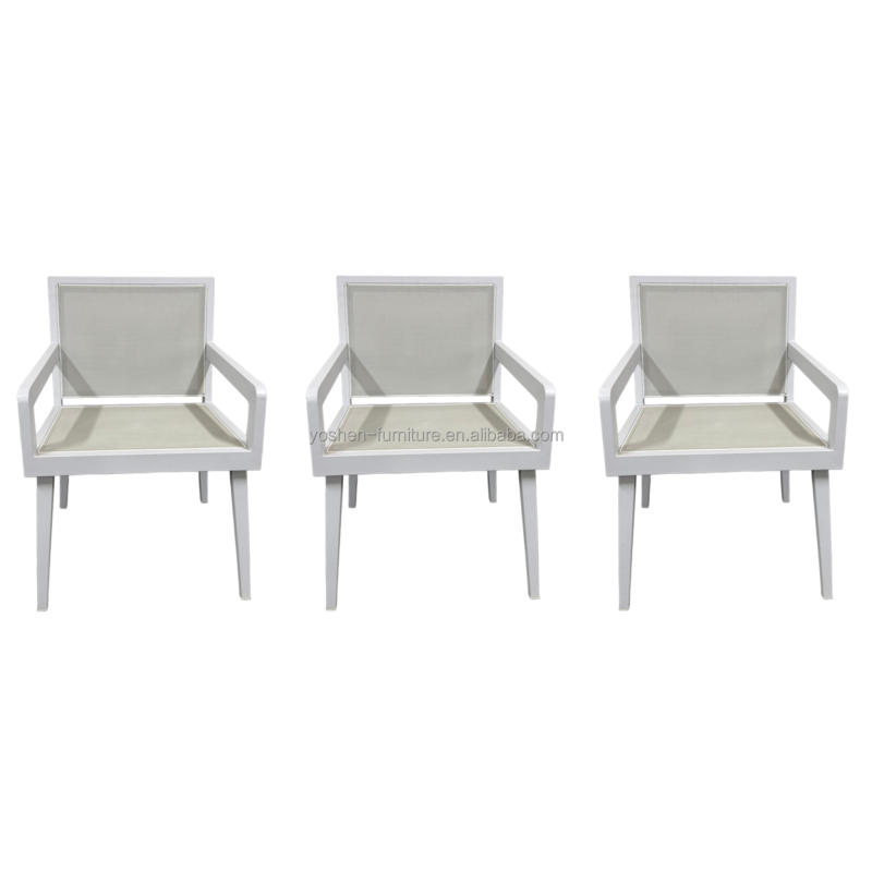 Yoshen Modern White Outdoor Lounge Chair with Aluminum Frame and Breathable Mesh for Patio Garden