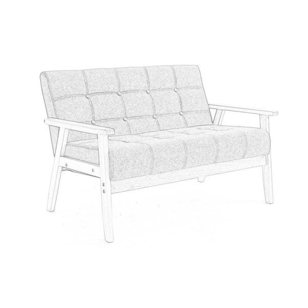 Solid Wood Minimalist Sofa 3 Seater Wooden Living Room Fabric Single Double