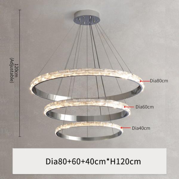 Silver Crystal Chandelier For Living Dining Room Luxury Ring Staircase pendant lighting for dining room(WH-CY-192)