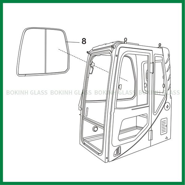 Para-brisa lateral da posição NO.8 de Replacement Glass Right da máquina escavadora de Kobelco CATERPILLAR