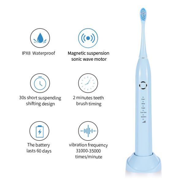 Automatic Adult Travel Electric Toothbrush IPX7 Waterproof For Home