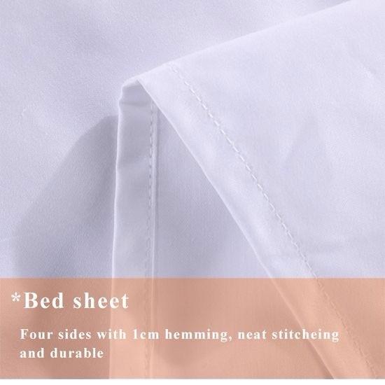 Custom Size Breathable Hotel Bedding Set White Cotton Bed Sheet