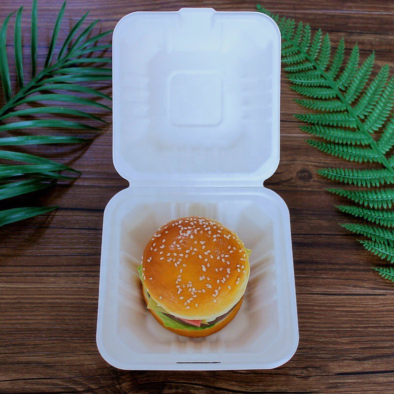 коробки раковины дюйма 6x6 Biodegradable, коробка гамбургера багассы
