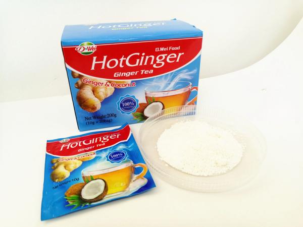 As bebidas imediatas picantes e doces do chá do gengibre do sabor do coco pulverizam o gosto agradável