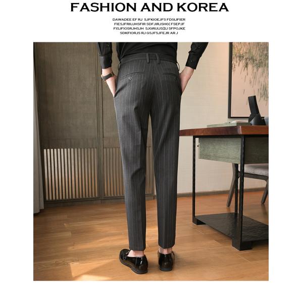 Осенние формальные брюки для мужчин толстые полосы и дизайн средней талии Плюс размер брюки