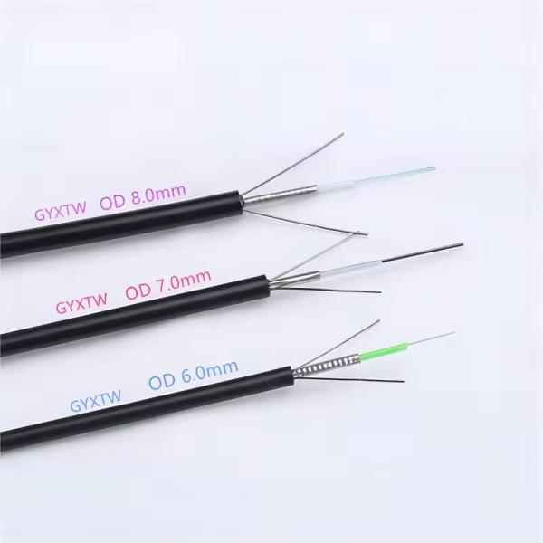 Customized GYXTW Armored  2 4 6 8 12 24 Core  Single Mode Fiber Optic Cable 6mm 7mm 8mm With Messenger