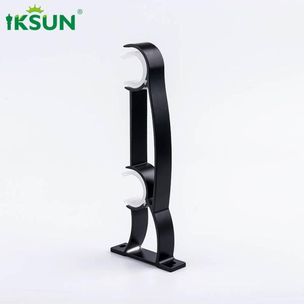 Aluminium Black Double Curtain Rod Brackets For 28mm Window Curtain Rod