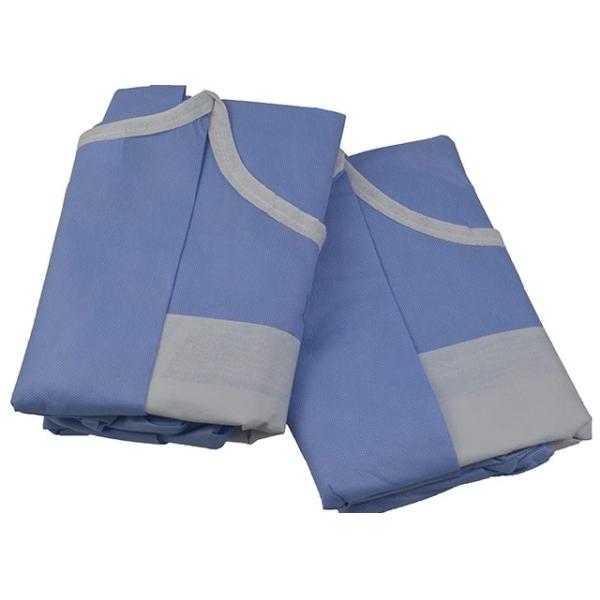 Мантия хирурга устранимая хирургическая, изоляция лаборатории голубая пластиковая одевает материал PE PP