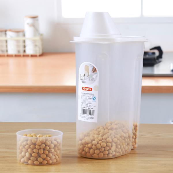 Plastic Rectangular Cereal Storage Tank For Kitchen Transparent Sealed