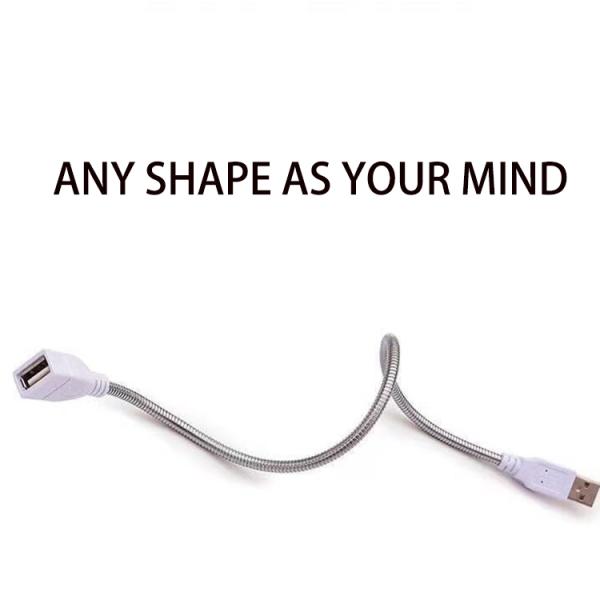 manguera de acero inoxidable de metal flexible de hombre a mujer cable de extensión de adaptador de carga USB para ventilador de luz led