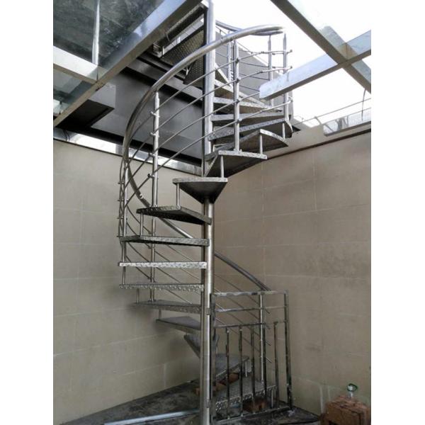 Spiral Staircase VH07S Spiral Stainless Steel Stair Tread Beech Curved Glass Handrail 304 Stainless Steel