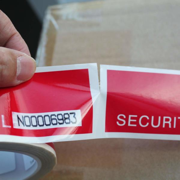 Serial Numbered Red Tamper Evident Security Tape (48mm x 50m x 2mil, 100% Total Transfer, Ultra-Thick “Void” Film