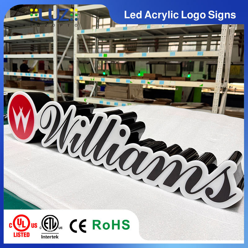 Custom 3D Script Letter Acrylic LED Sign Front-Lit Connected Channel Logo