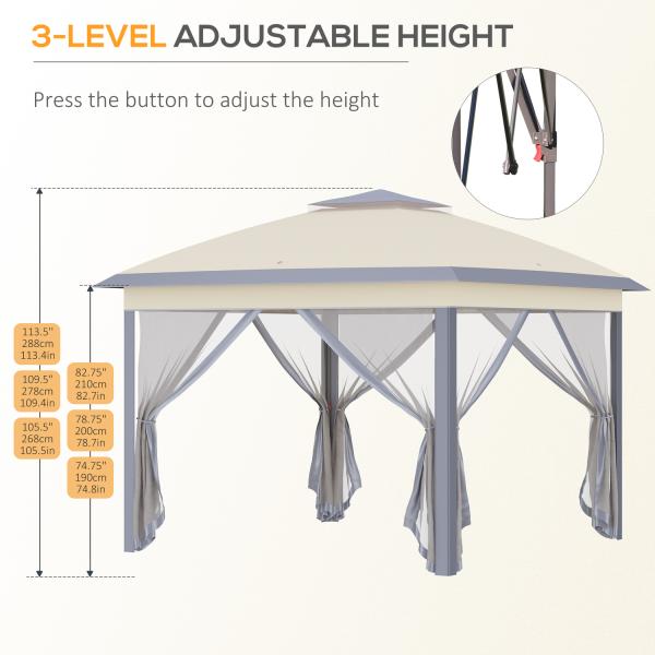 Rot Proof L330 x W330 x H288cm AJUNION Garden Gazebo Outdoor Canopy Shade Pop Up Tent