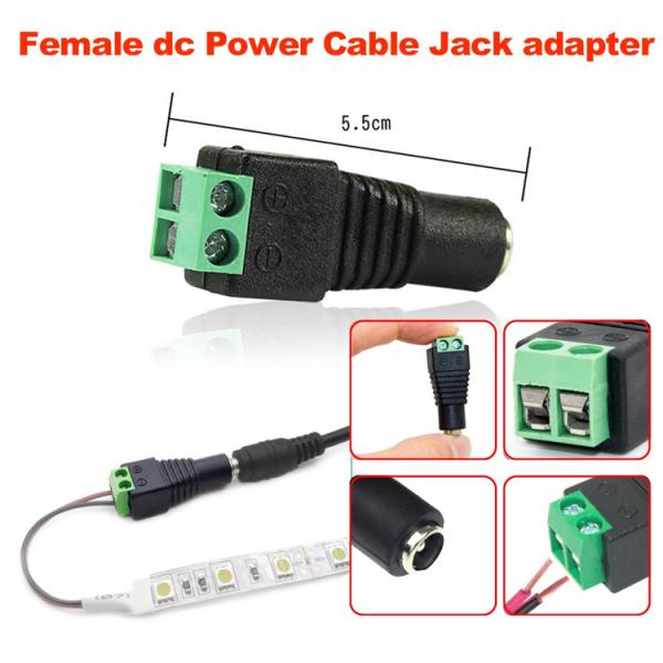 12v sin soldadura 24v 5.5x2.5mm 5.5x2.1mm Conector de conexión de corriente continua femenina Jack Adaptador para cámaras de circuito cerrado