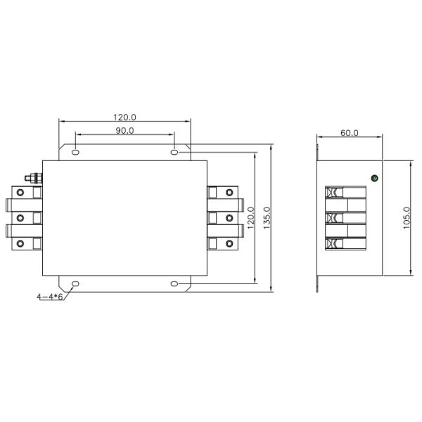 Filtro Emi multiuso trifásico desempenho de alta atenuação até 300 mhz