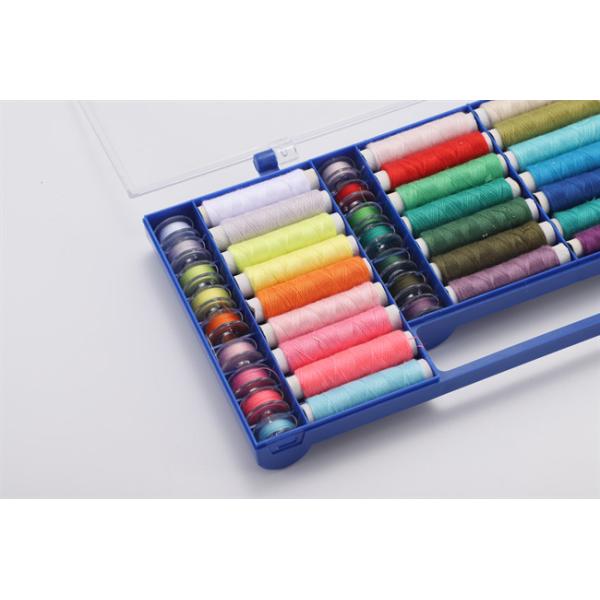 Хранилище коробки из швейной нитки 64 цвета Полиэстер 32 PCS Швейная нитка катушки и 32 PCS Передняя закрутка Боббины цвет