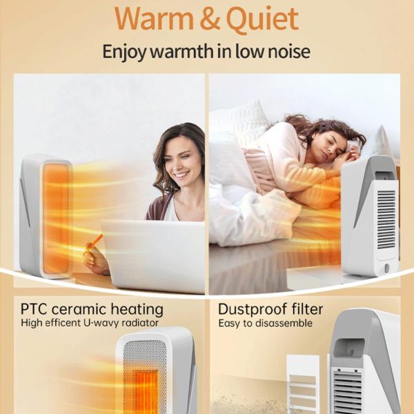 Waterproof Portable Electric PTC Heater Fast Heating In 3s With Child Lock