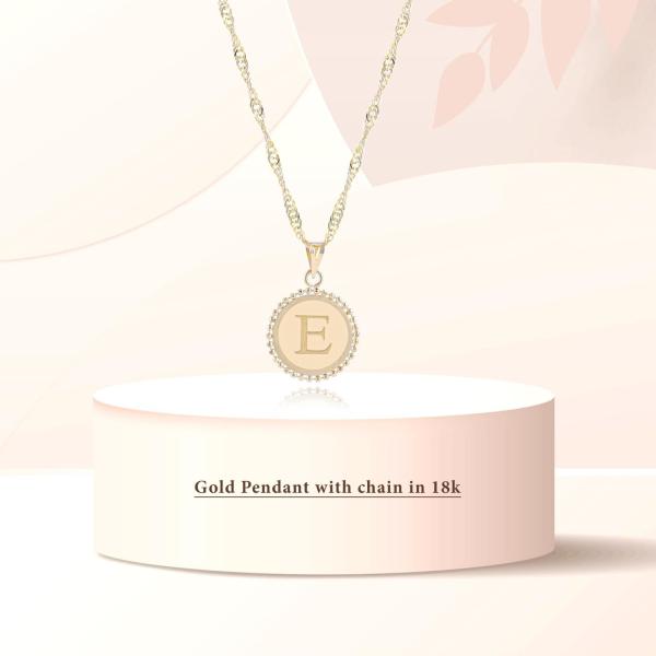 18K Gold ‘E’ Pendant Necklac