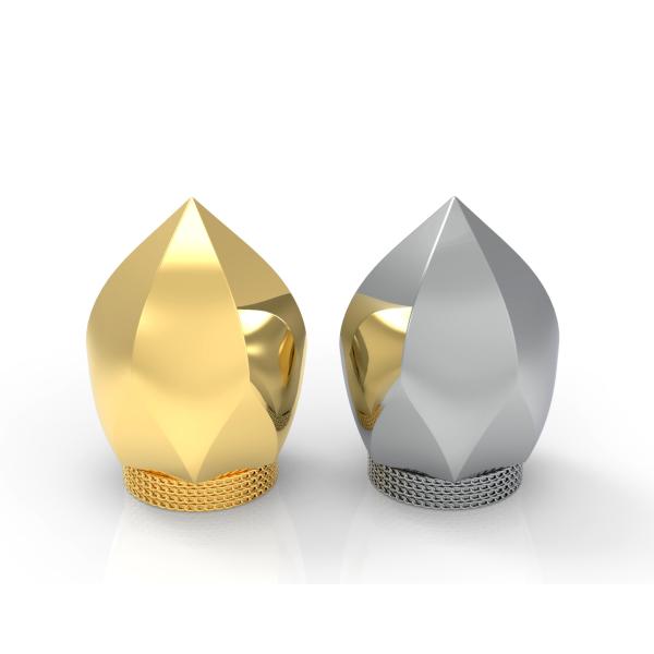 Cubra con cinc el metal de lujo del chapado en oro de la cápsula de perfume de la aleación que pone letras al logotipo modificado para requisitos particulares