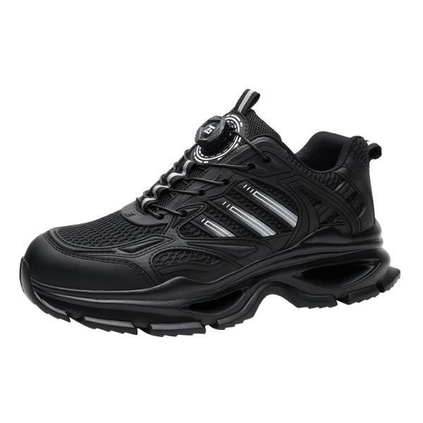 Kevlar Mid Sole Anti-stab Steel Toe Anti-smash BOA Rotating Button KPU Flying Knit Work Shoes In Black
