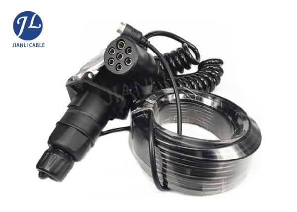 Electrica Coiled Wire Cable 7 Plug To 3 Cameras For Bus Lorry Monitor System