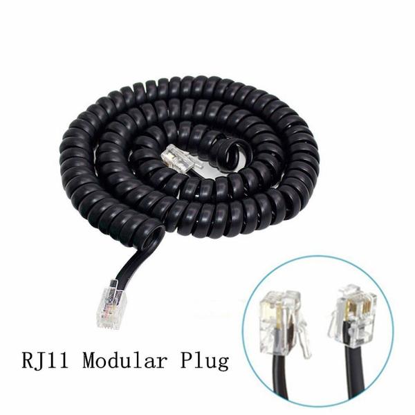 RJ11 RJ12 スパイラル電話ケーブル 6ft 24AWG 350MHz シールド