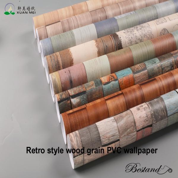 Modern Apartment Wallpaper Vintage Wood Grain Design with Self Adhesive Backing