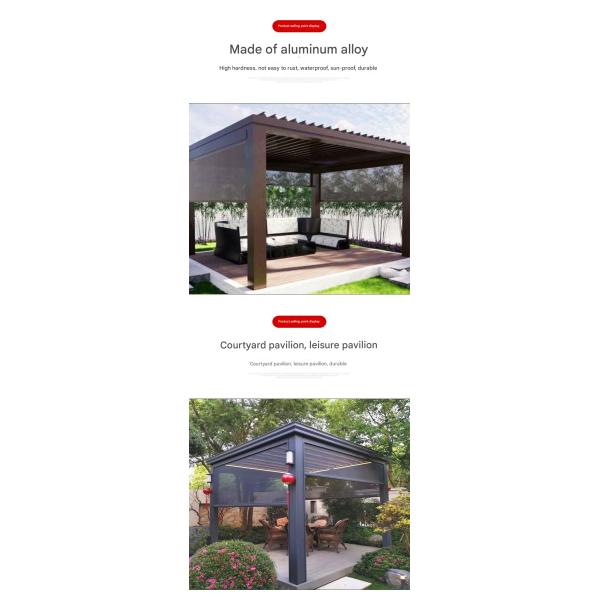 Outdoor Garden Villa Courtyard Pavilion with Louver Turning Aluminum Alloy Veneer Roof Pergola