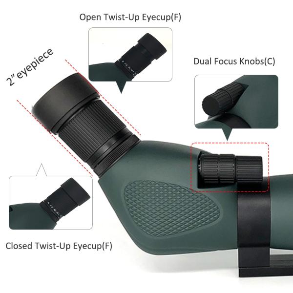 Sightseeing 20-60x60 HD Lens Telescope ED Spotting Scope For Target Shooting
