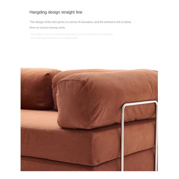 Modern Compression Sofa Set Fully Removable Fabric Sponge Filled Straight Legs Stainless Steel School Living Room Sofa Bed